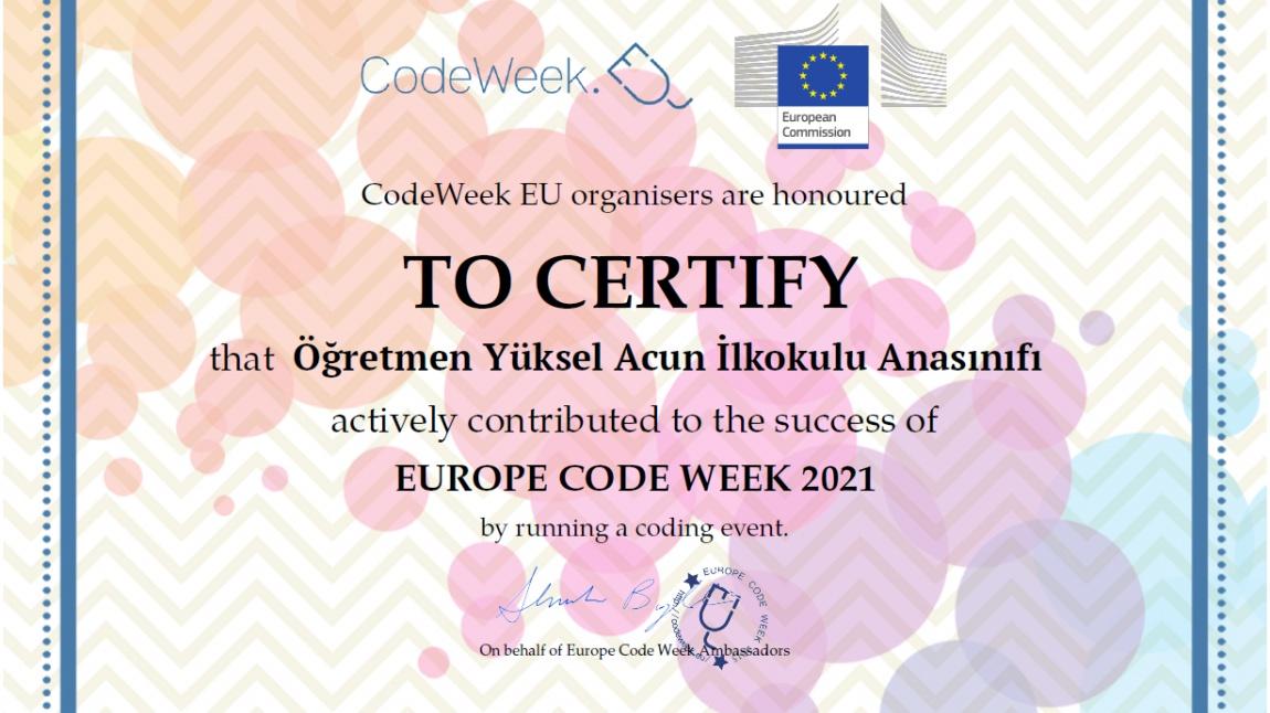 Codeweek projesi kapsamında sertifikalarımız geldi. Artık Kodluyoruz !